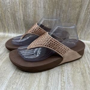 Fitflop Glitzie Rhinestone Thong‎ Sandals Womens 9 Mauve Pink Comfort Shoes